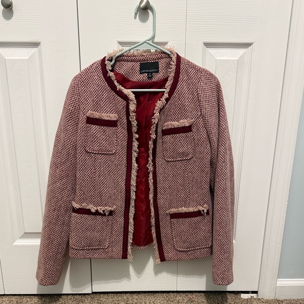 Cynthia Rowley Burgundy Tweed Women's Blazer